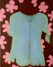 Wardrobe 8 Blue Dress and Flowers  28x22"  acrylic (2016)