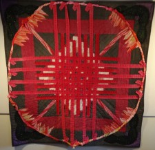 Kathy's Wheel, 37x37, fabric collage, hand dyed fabrics, quilted (2011)