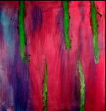 Geyser  31 x 30"  dye and acrylic paint on cotton canvas  (2012)