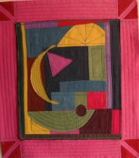 Small Geometry 3, 15x13", hand dyed fabric, sewn and quilted (2011)